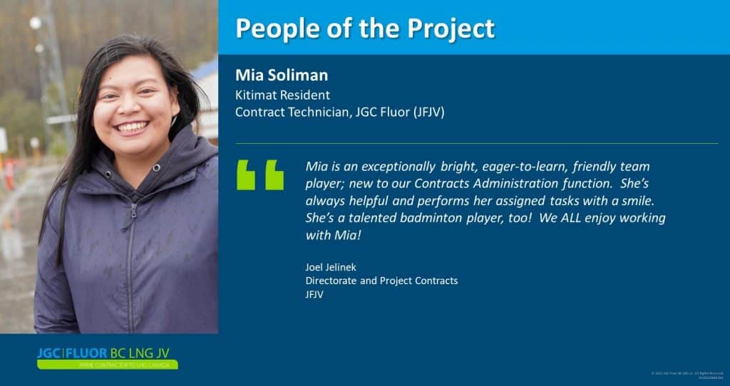 Mia Soliman: Contract Technician, JGC Fluor (JFJV) - JGC