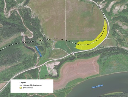 Highway 29 realignment embankment map