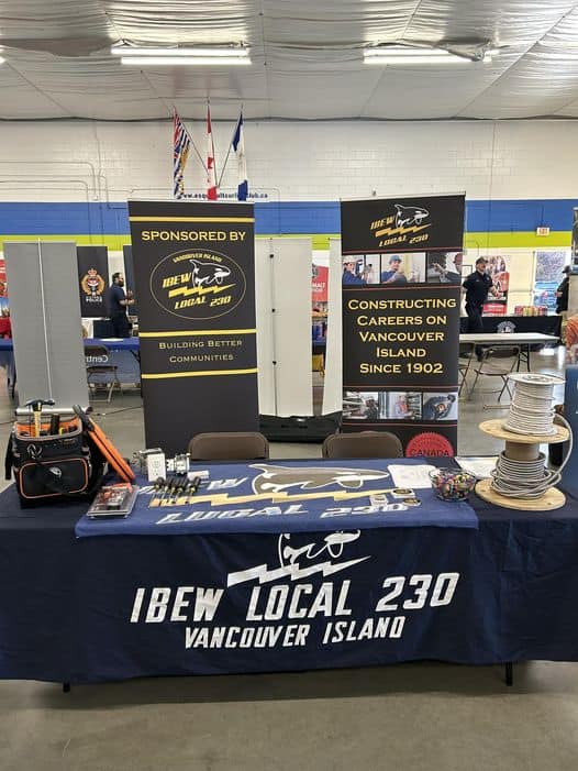 Ibew 230 attending the SD 61 career fair.  Educating youth on the benefits of th