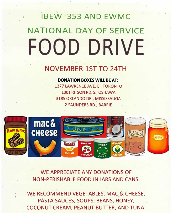 IBEW 353 Food Drive Page One