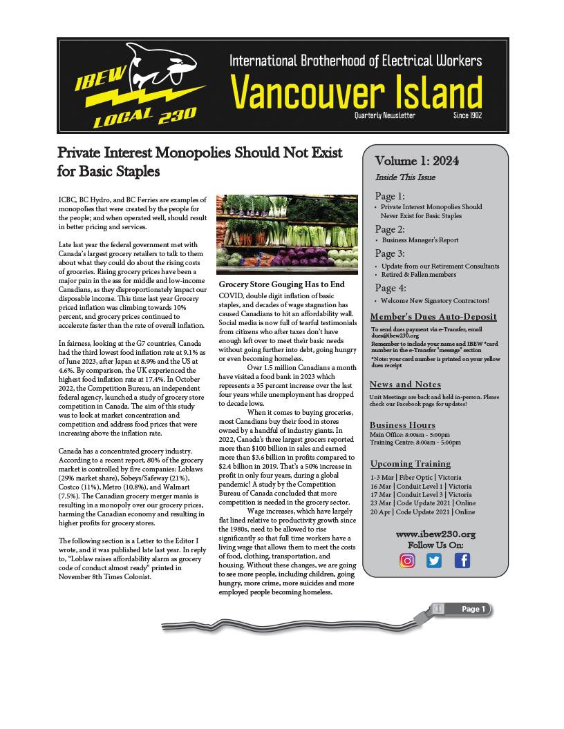 In 2023 and 2024, Business Manager Venoit wrote two editorials to several news o