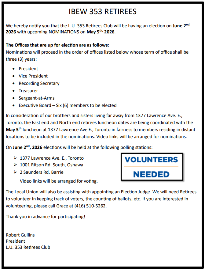 Retiree Election Notice 2026