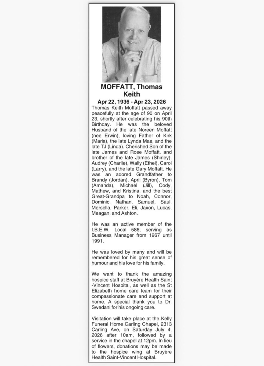 Thomas K. Moffatt - Celebration of Life - Saturday, July 4th, 2026